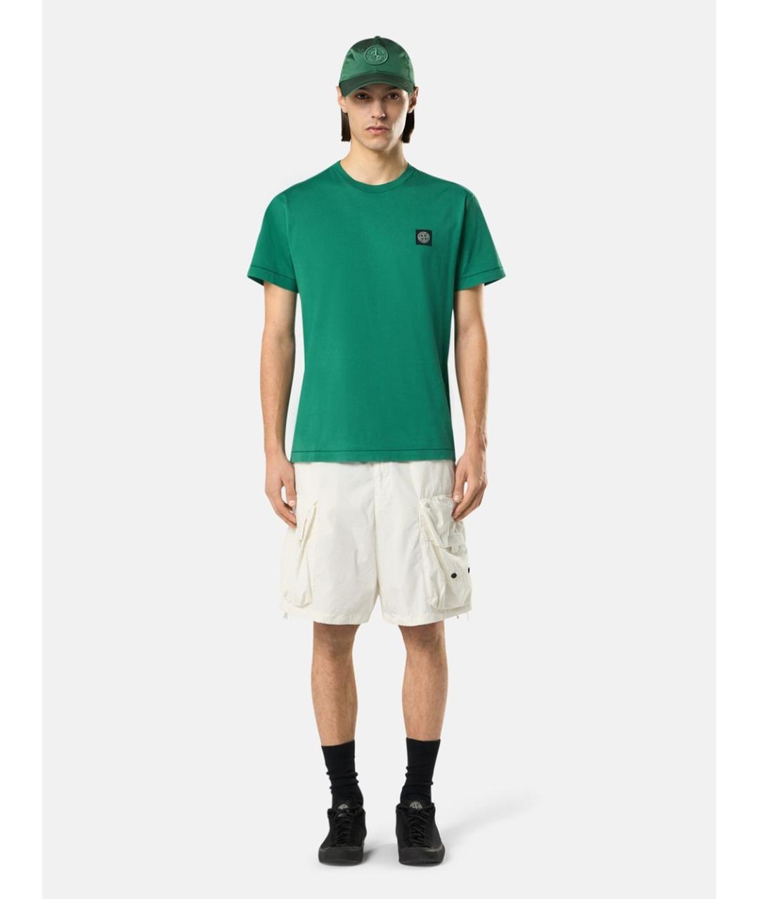 STONE ISLAND Зеленая хлопковая футболка, фото 2