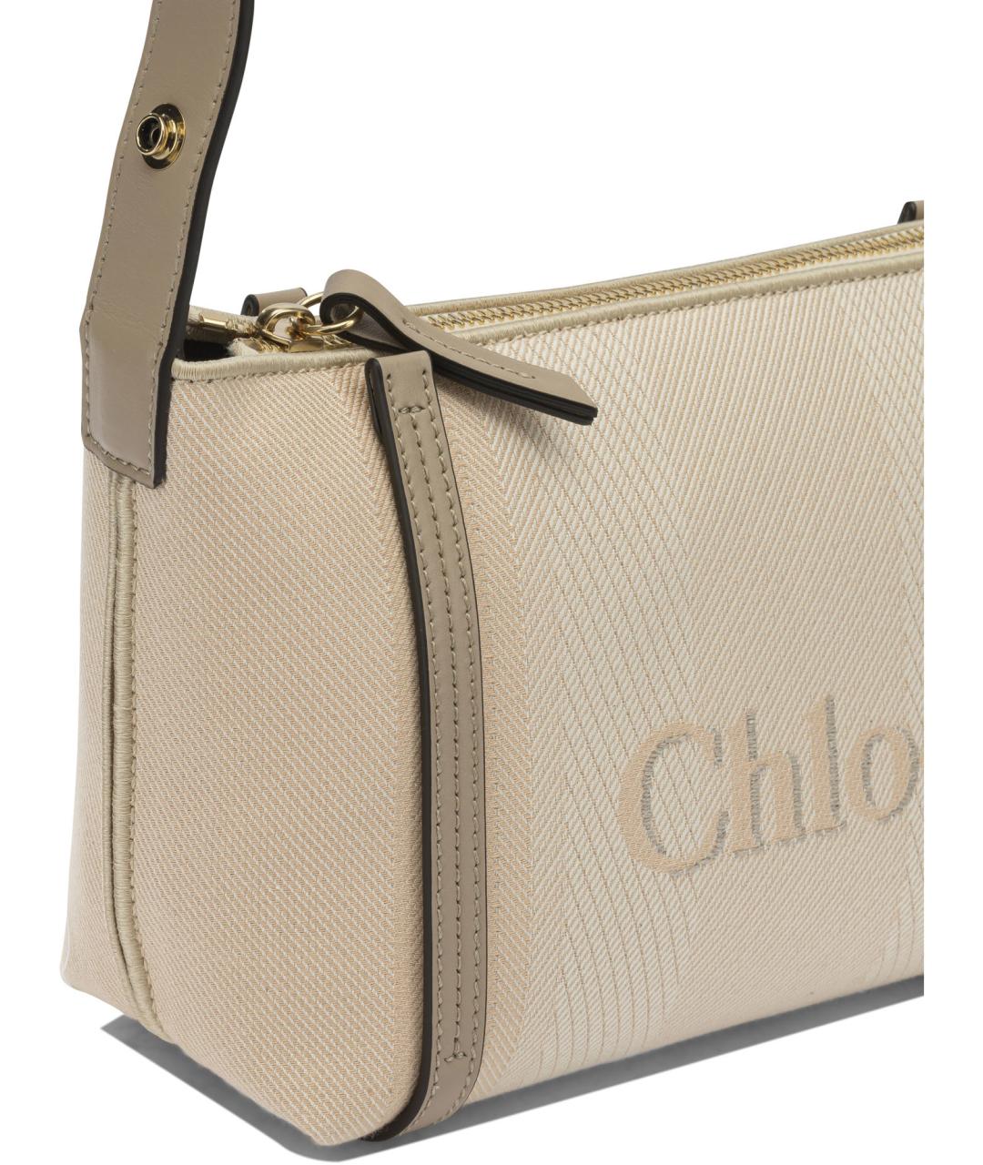 CHLOE Бежевая хлопковая сумка через плечо, фото 4