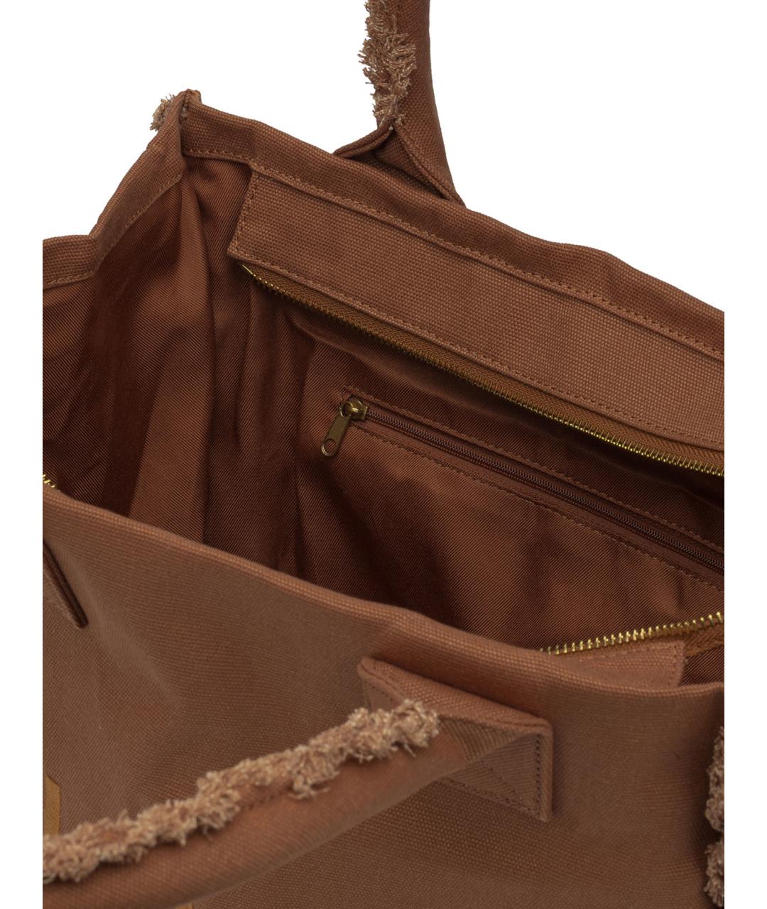 PINKO Коричневая хлопковая сумка тоут, фото 5