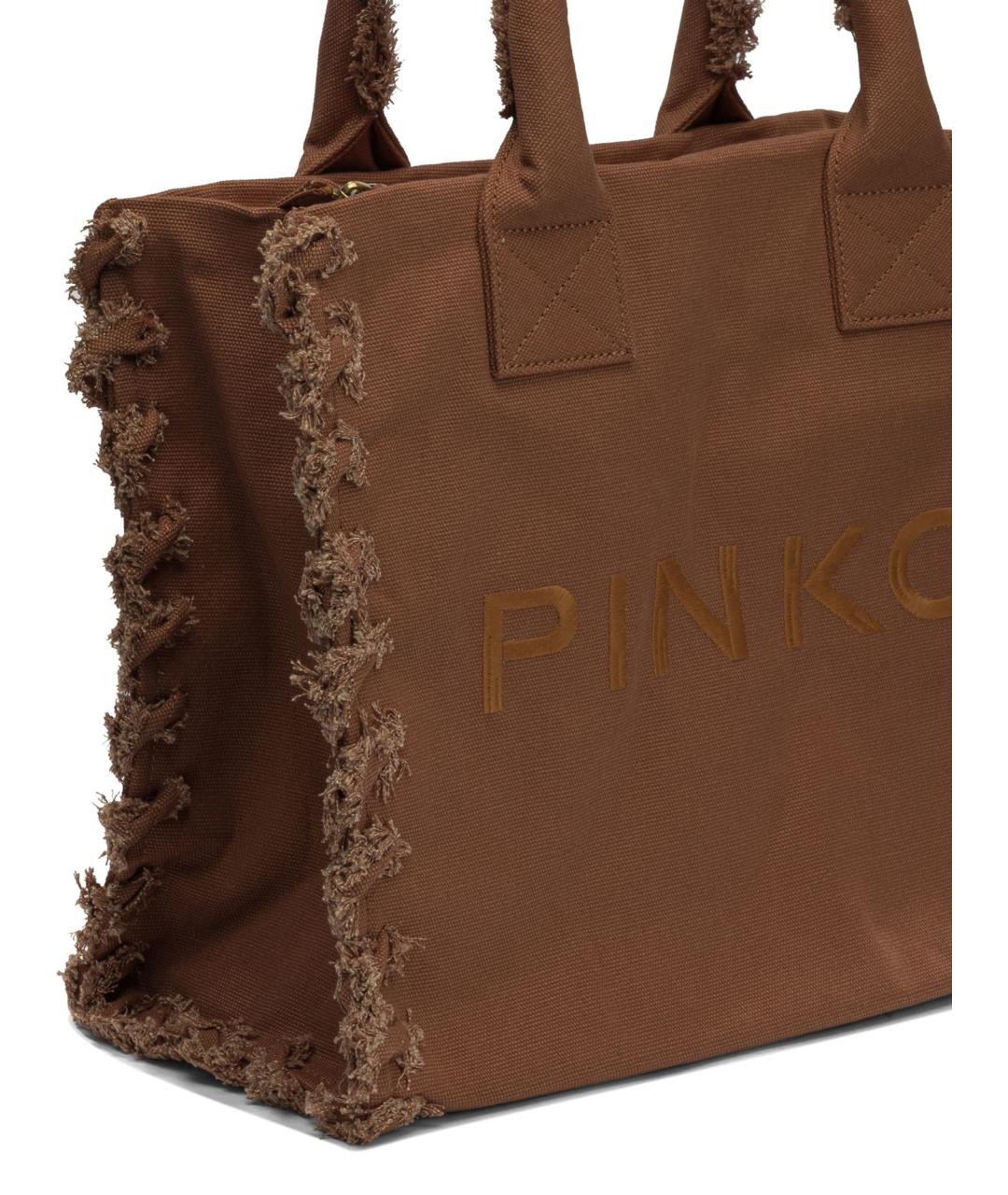 PINKO Коричневая хлопковая сумка тоут, фото 4