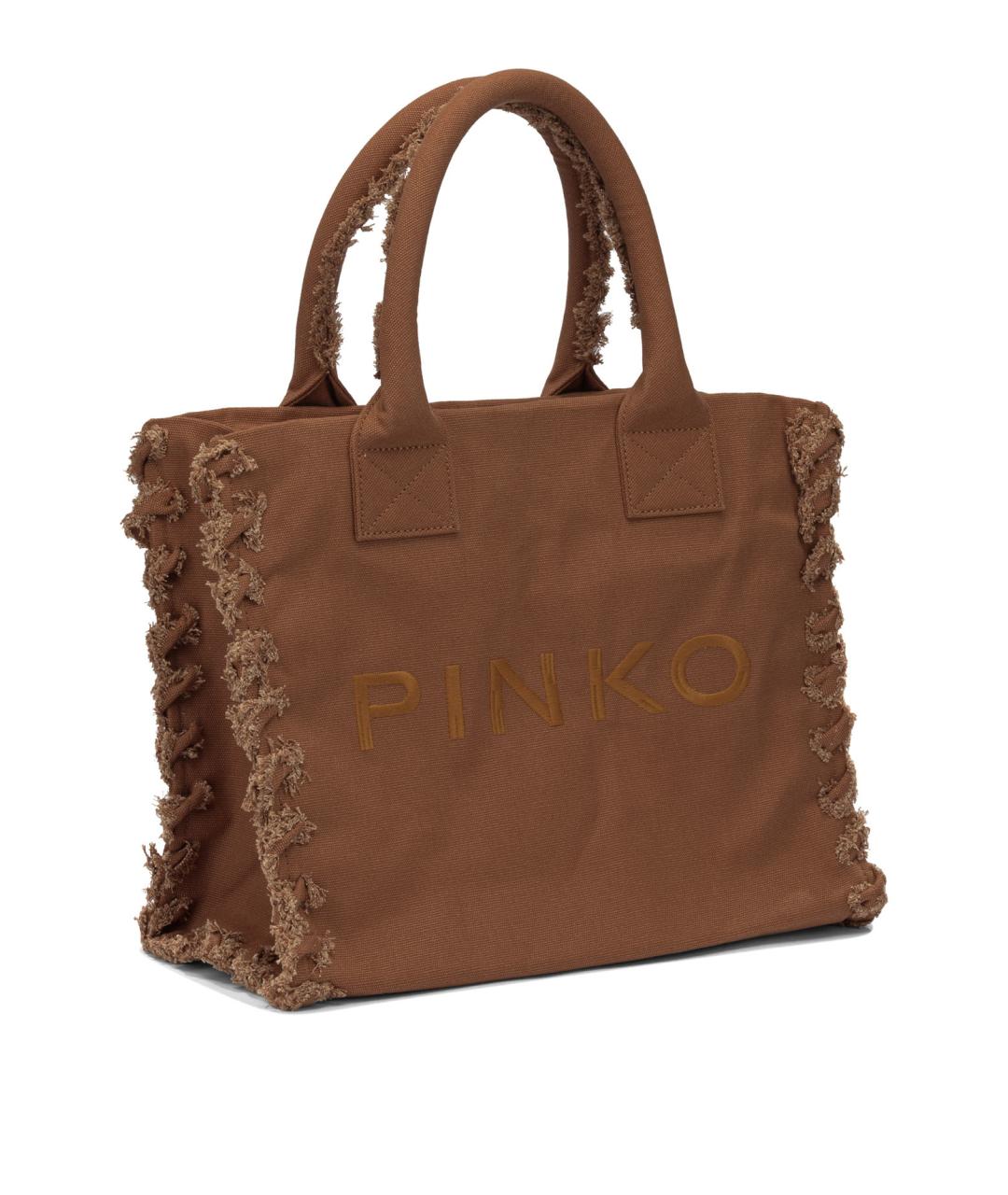 PINKO Коричневая хлопковая сумка тоут, фото 2