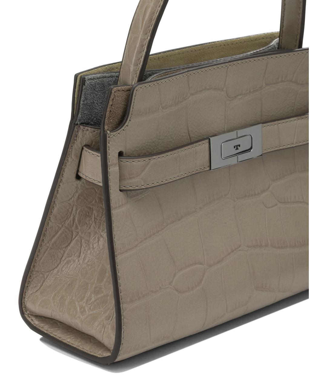 TORY BURCH Бежевая кожаная сумка с короткими ручками, фото 4