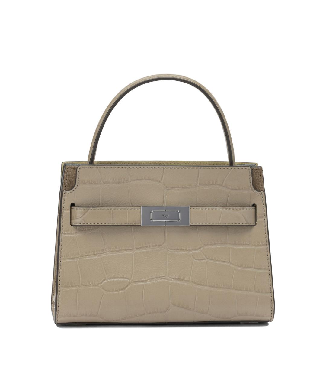 TORY BURCH Бежевая кожаная сумка с короткими ручками, фото 1