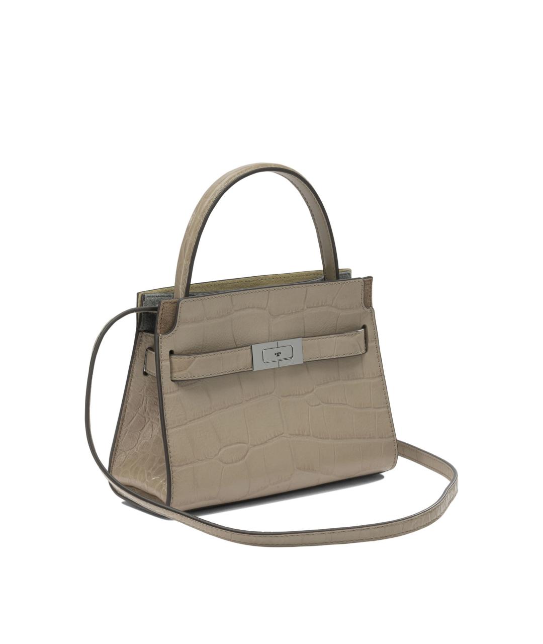TORY BURCH Бежевая кожаная сумка с короткими ручками, фото 2