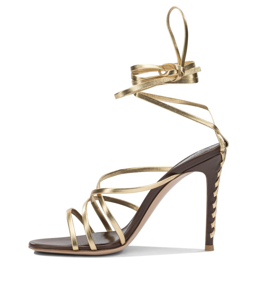 GIANVITO ROSSI Золотые кожаные босоножки, фото 3