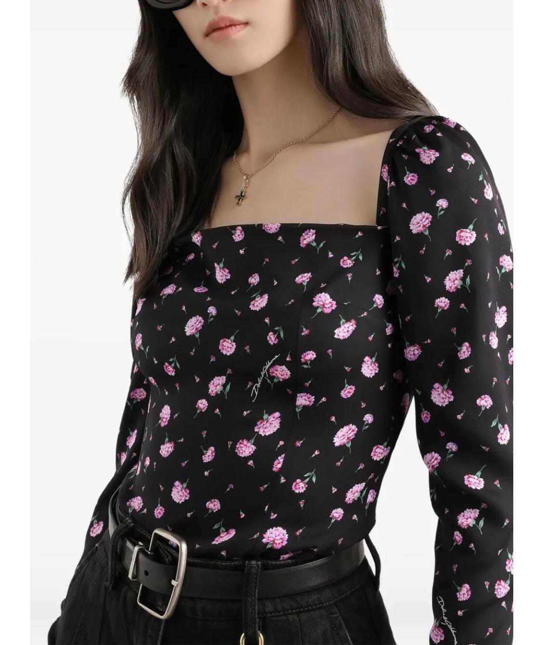 DOLCE&GABBANA Черная шелковая блузы, фото 2