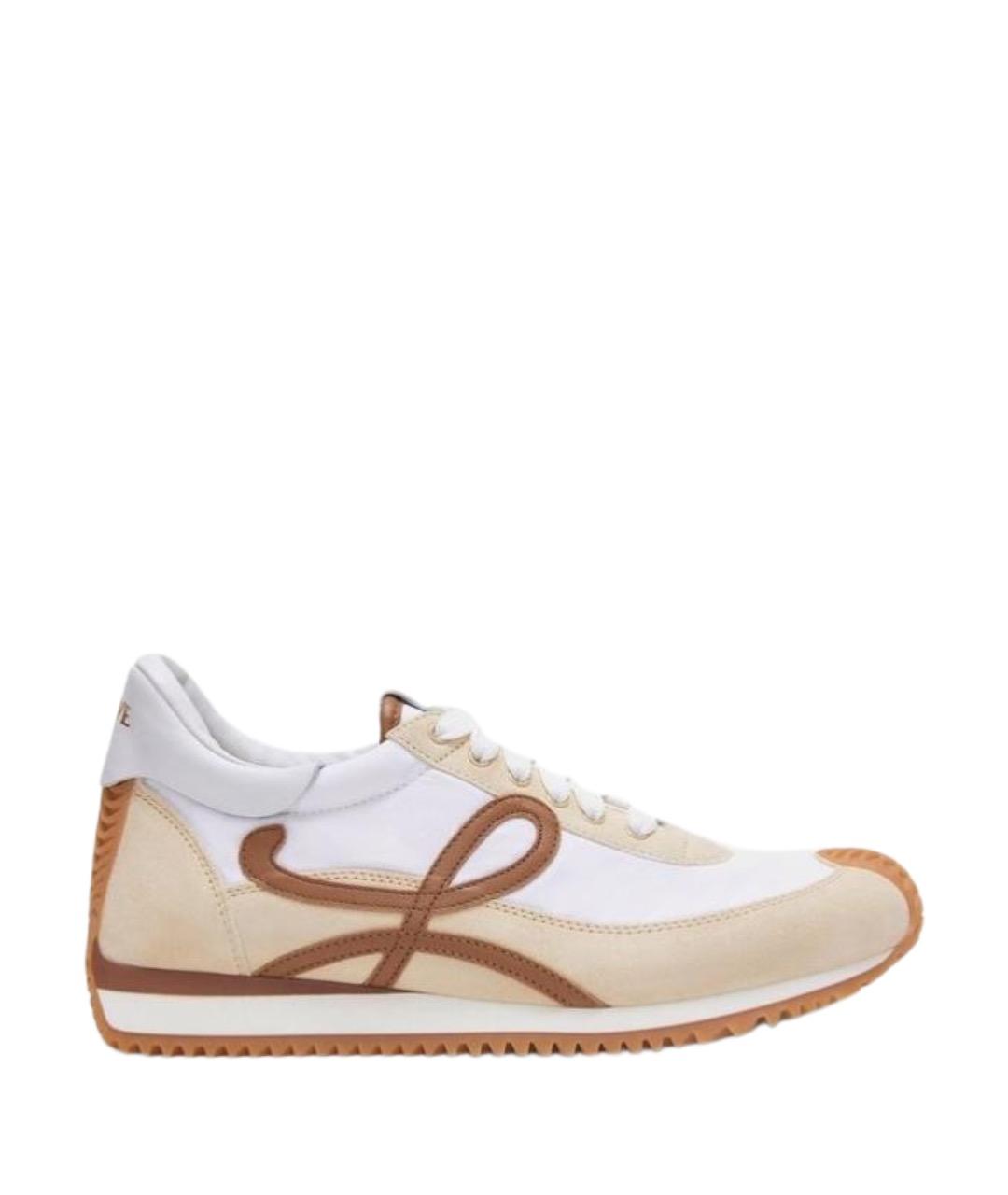 LOEWE Коричневые кожаные кроссовки, фото 1