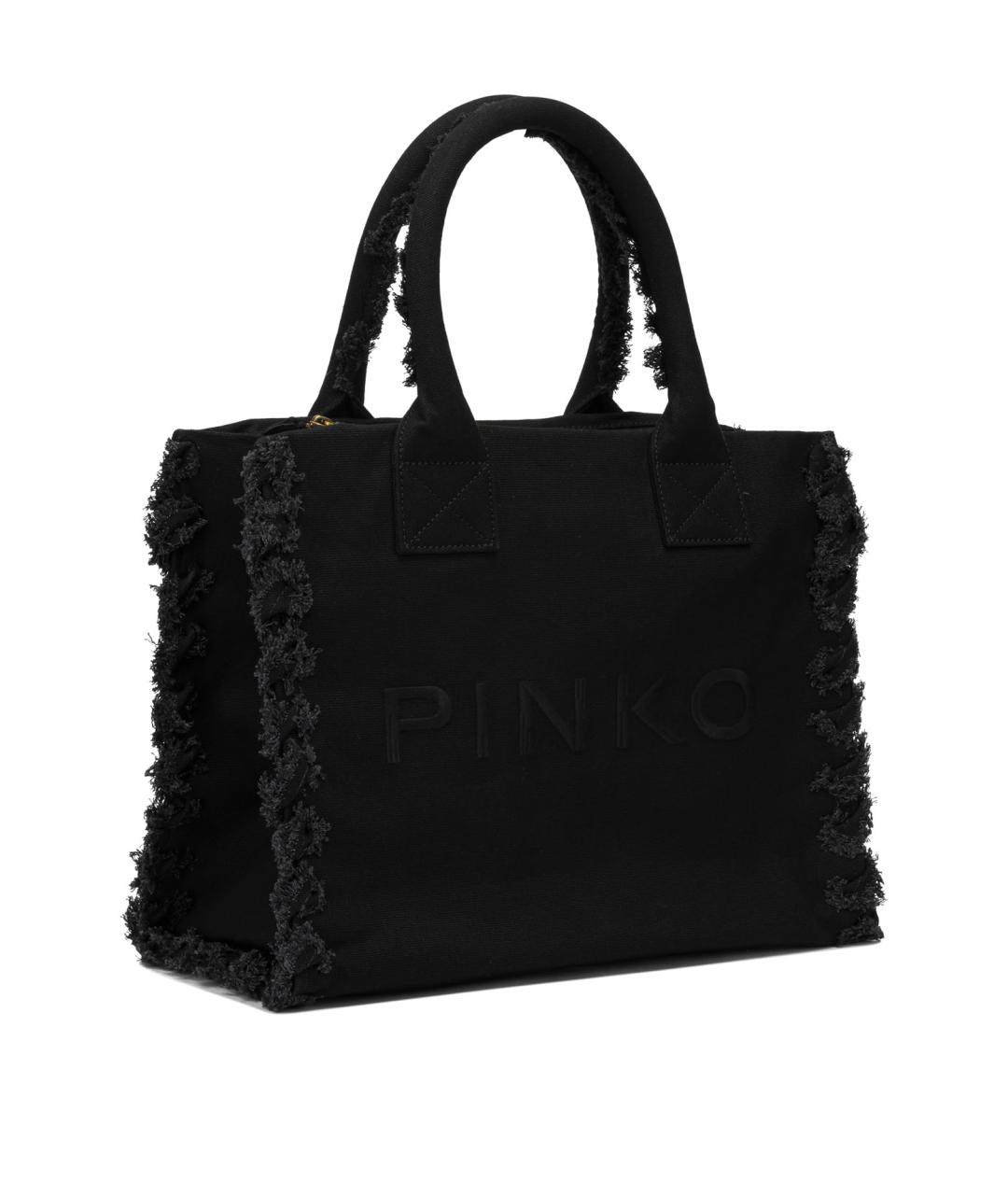 PINKO Черная хлопковая сумка тоут, фото 2