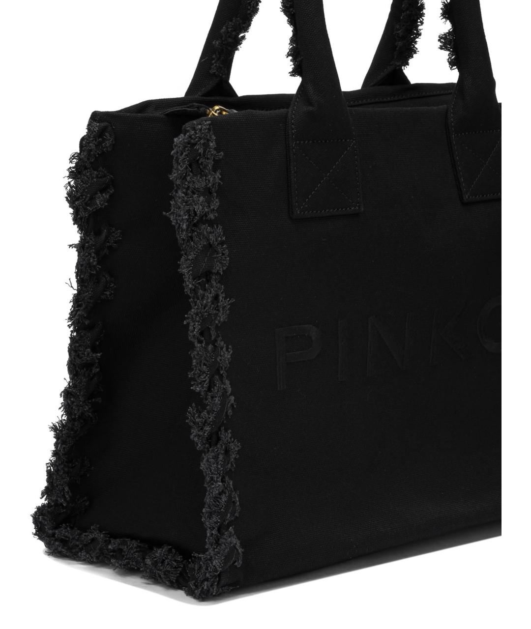 PINKO Черная хлопковая сумка тоут, фото 4