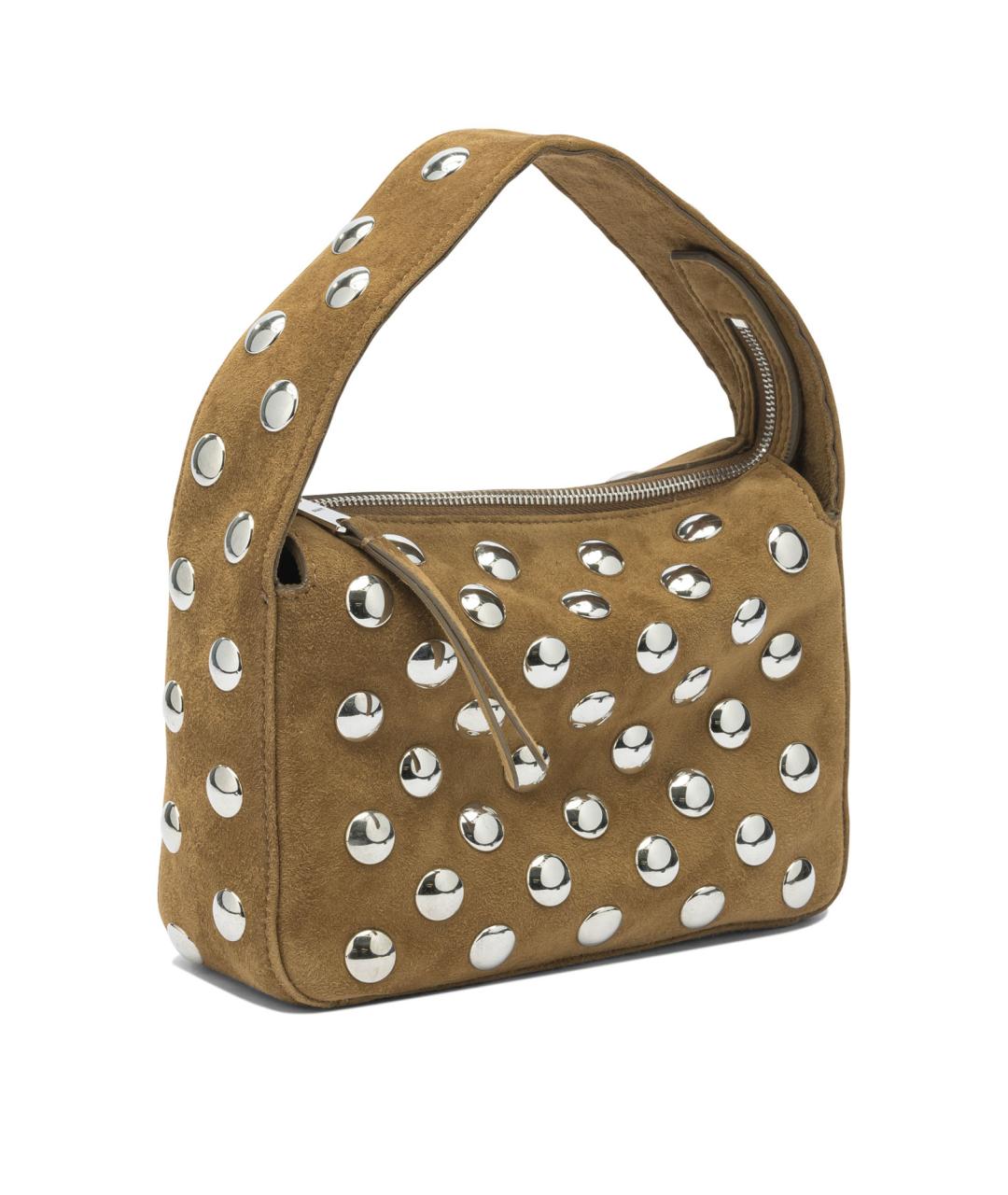 KHAITE Бежевая замшевая сумка с короткими ручками, фото 2