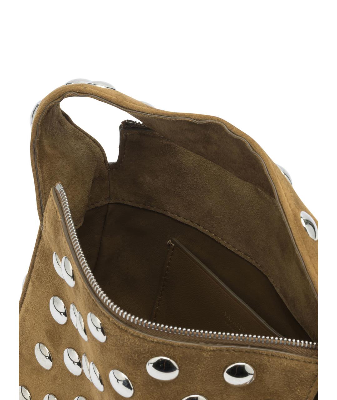 KHAITE Бежевая замшевая сумка с короткими ручками, фото 5