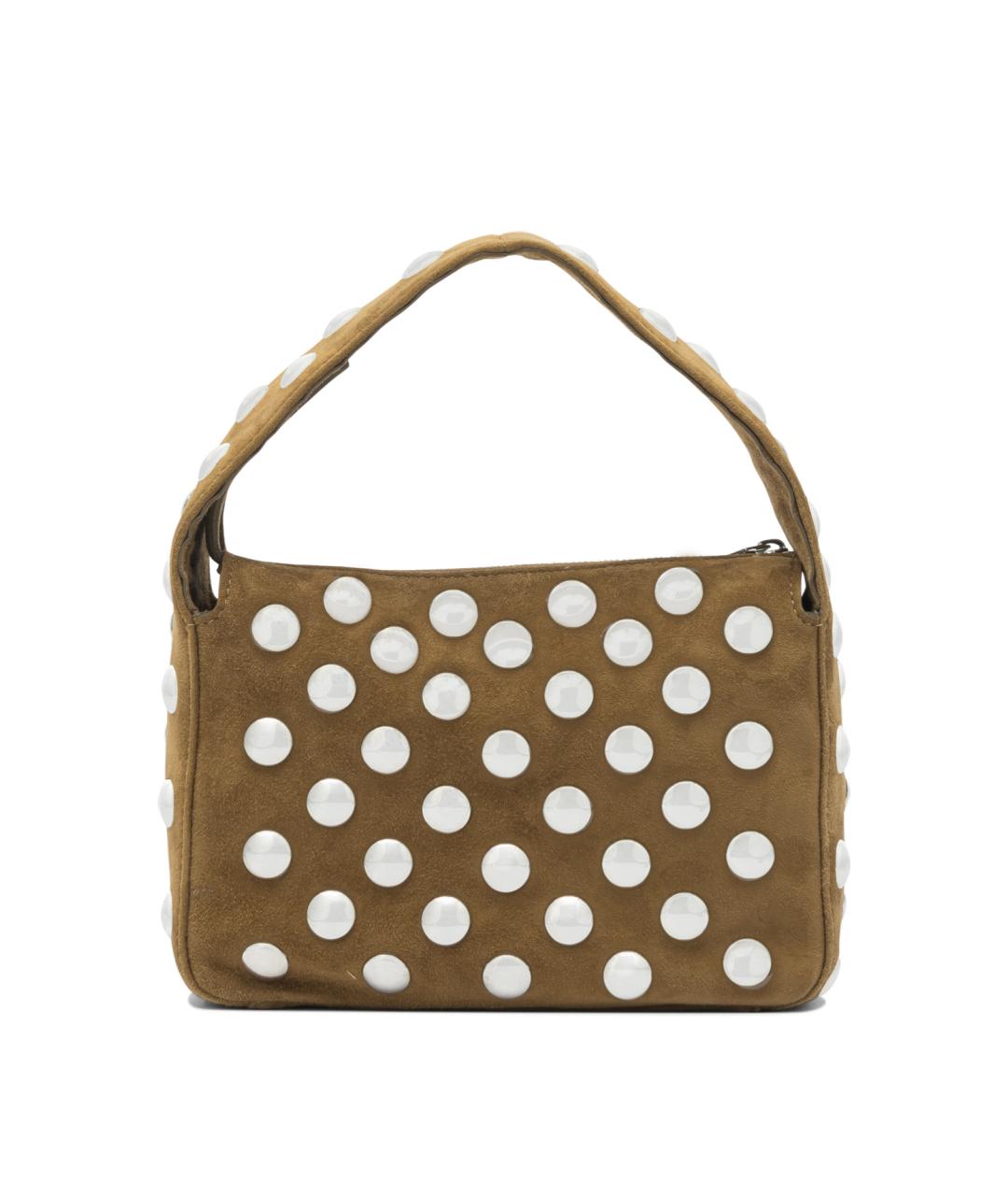 KHAITE Бежевая замшевая сумка с короткими ручками, фото 3