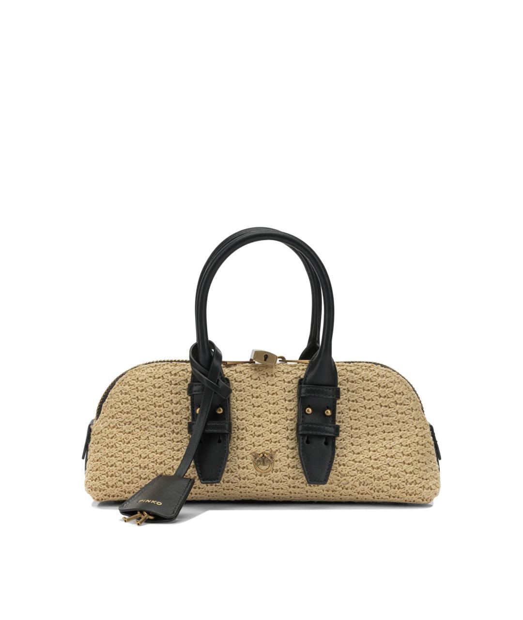 PINKO Бежевая синтетическая сумка с короткими ручками, фото 1