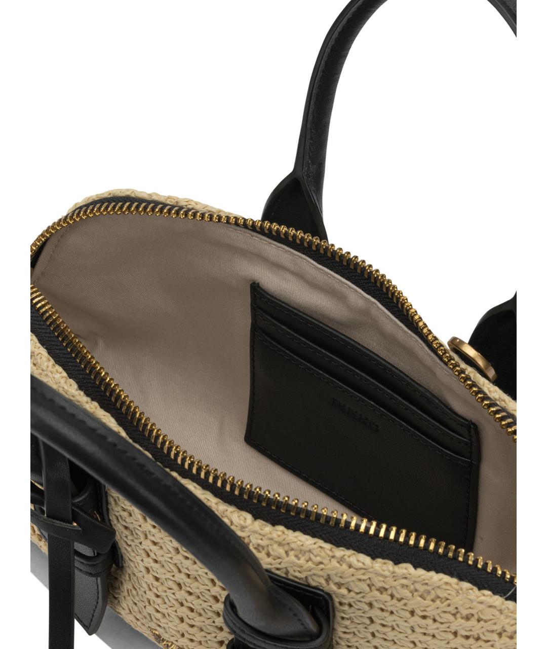 PINKO Бежевая синтетическая сумка с короткими ручками, фото 5