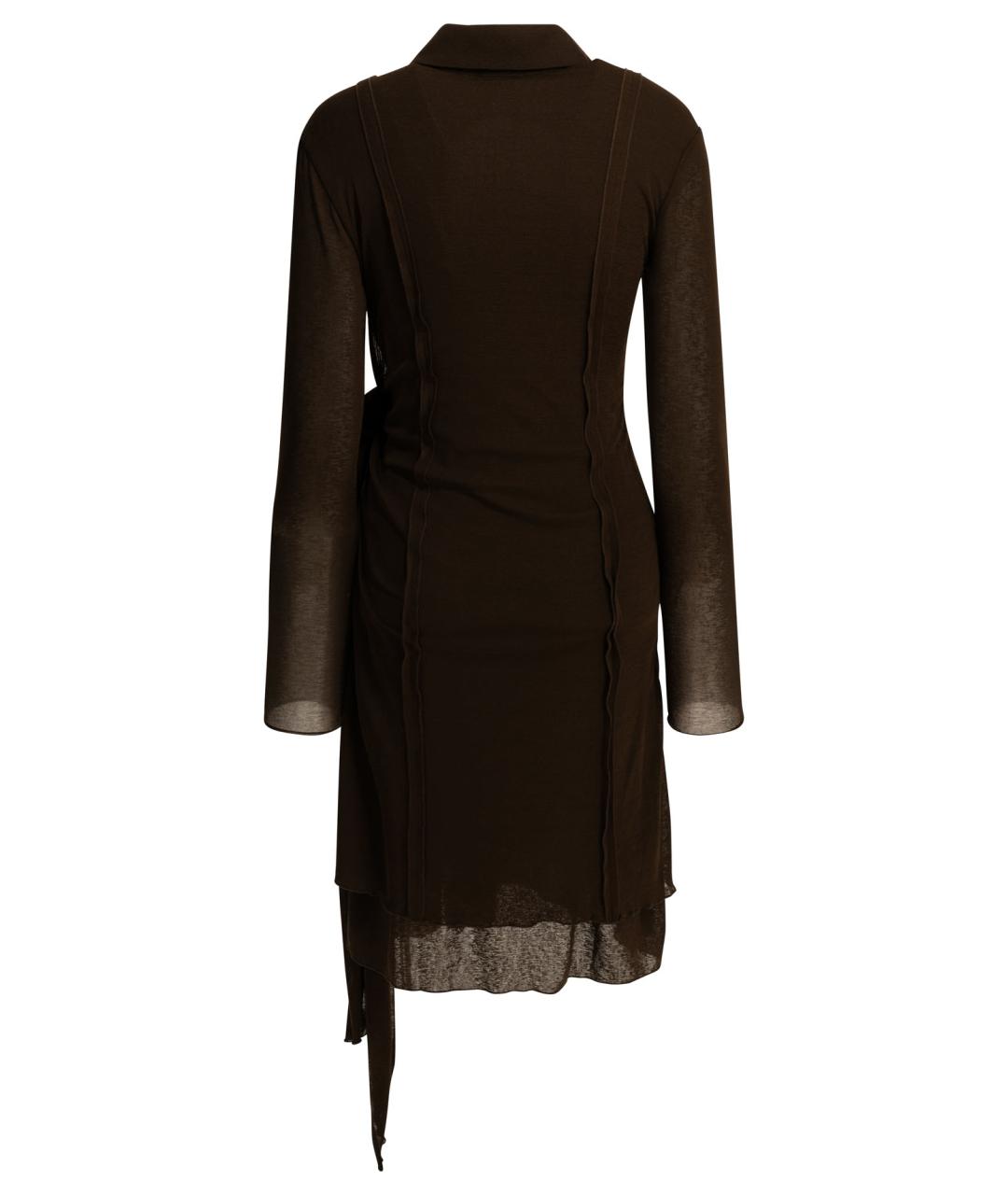 GANNI Коричневое полиэстеровое повседневное платье, фото 2