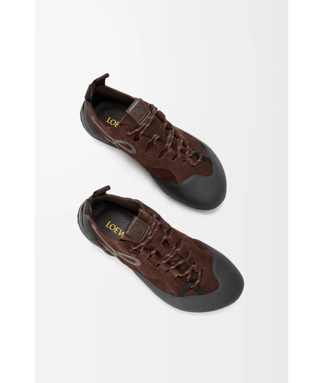 LOEWE Коричневые замшевые кроссовки, фото 3
