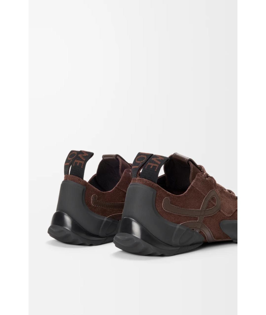 LOEWE Коричневые замшевые кроссовки, фото 4