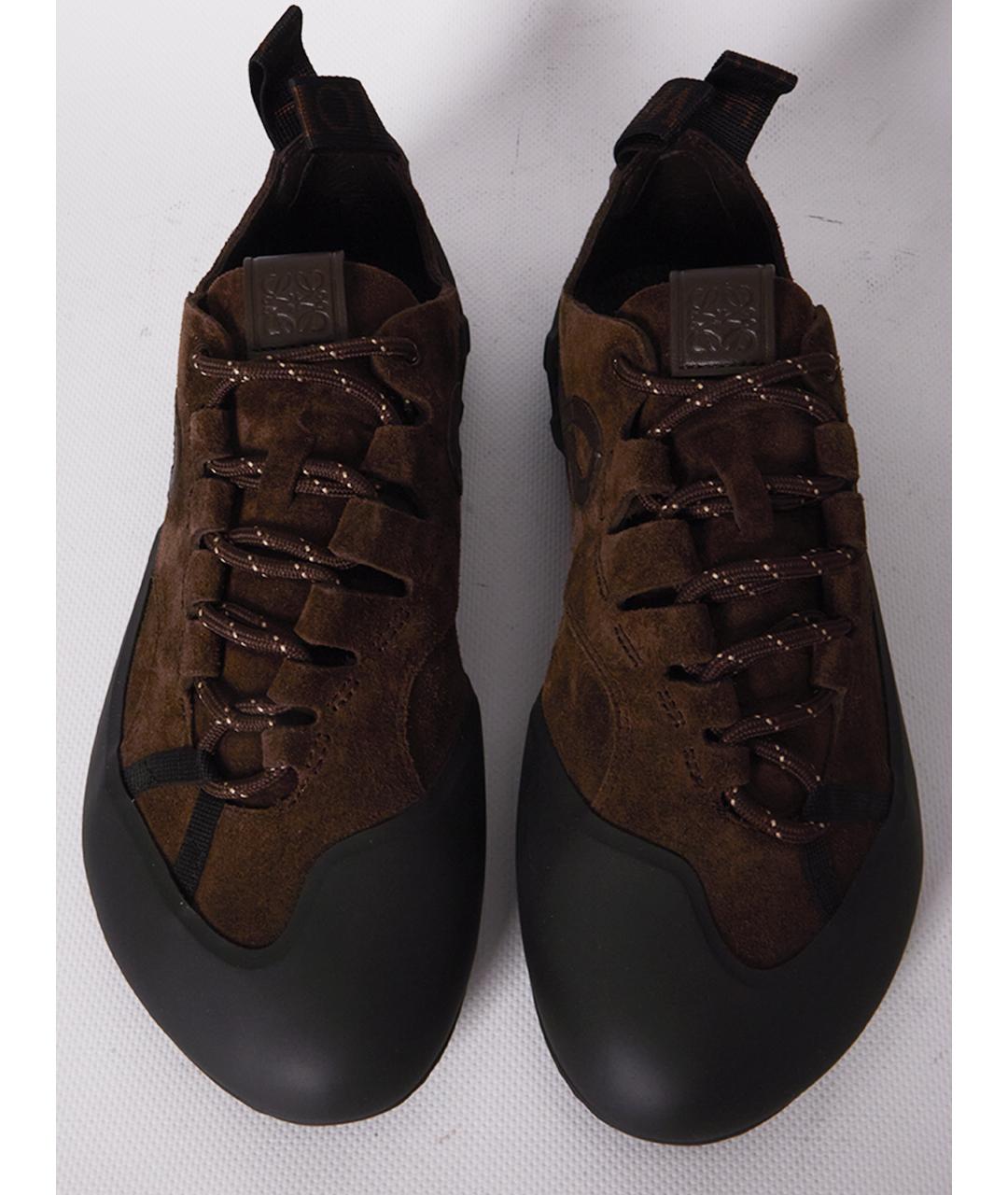 LOEWE Коричневые замшевые кроссовки, фото 5