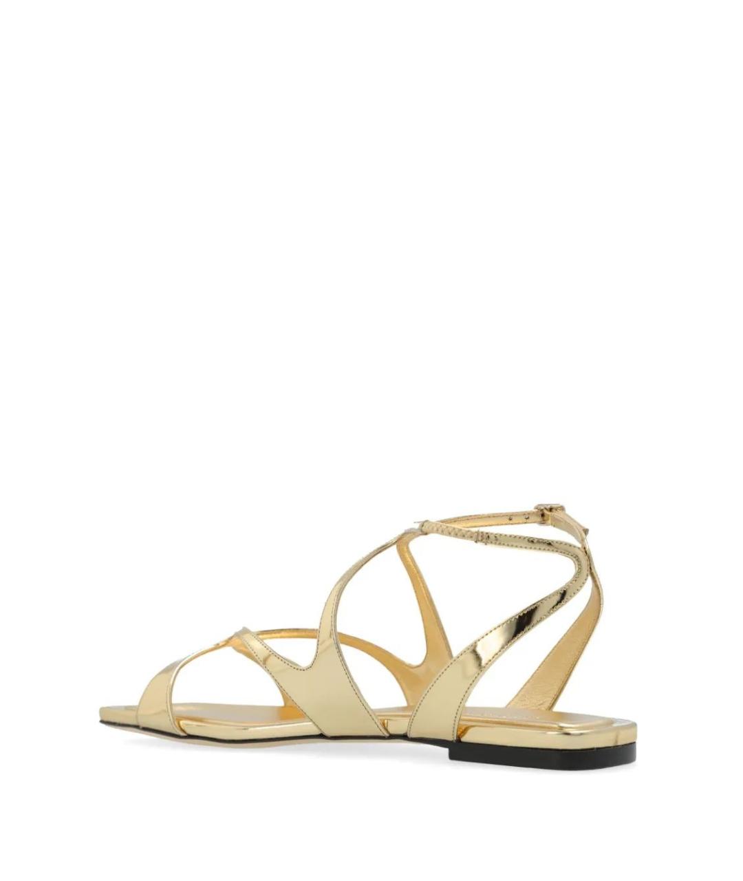 JIMMY CHOO Золотые кожаные сандалии, фото 3