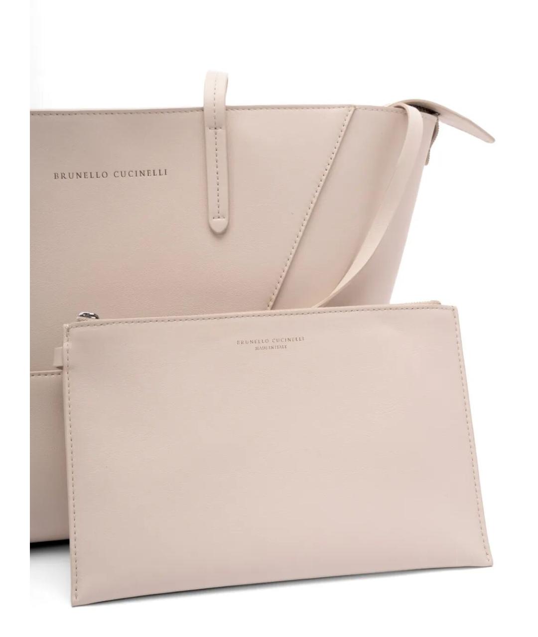 BRUNELLO CUCINELLI Розовая кожаная сумка тоут, фото 3