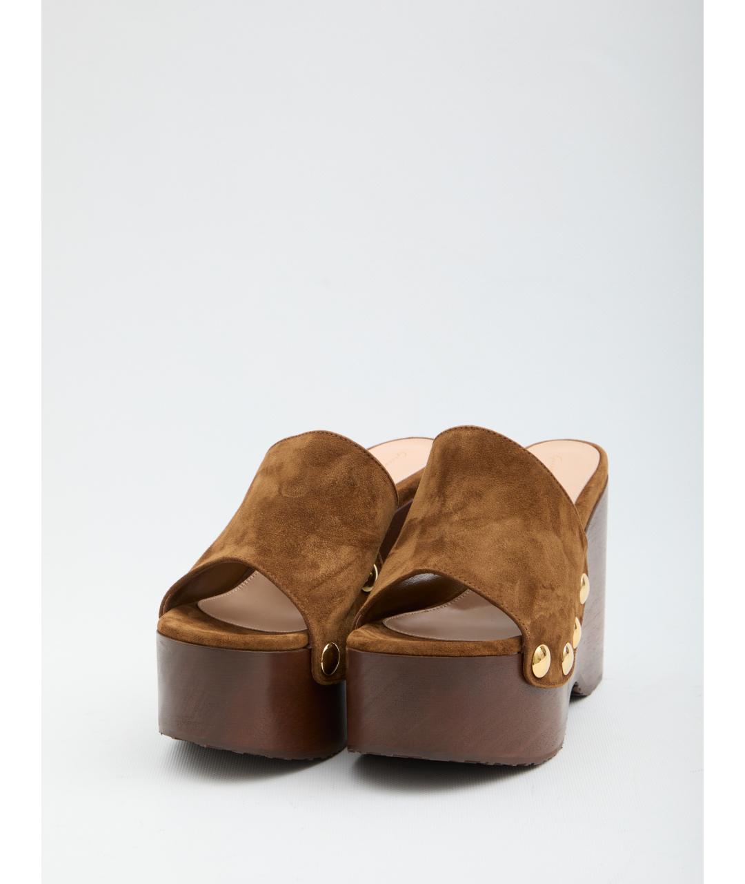 GIANVITO ROSSI Коричневые замшевые сандалии, фото 2