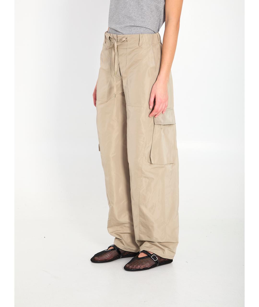 ALAIA Бежевые полиэстеровые прямые брюки, фото 2