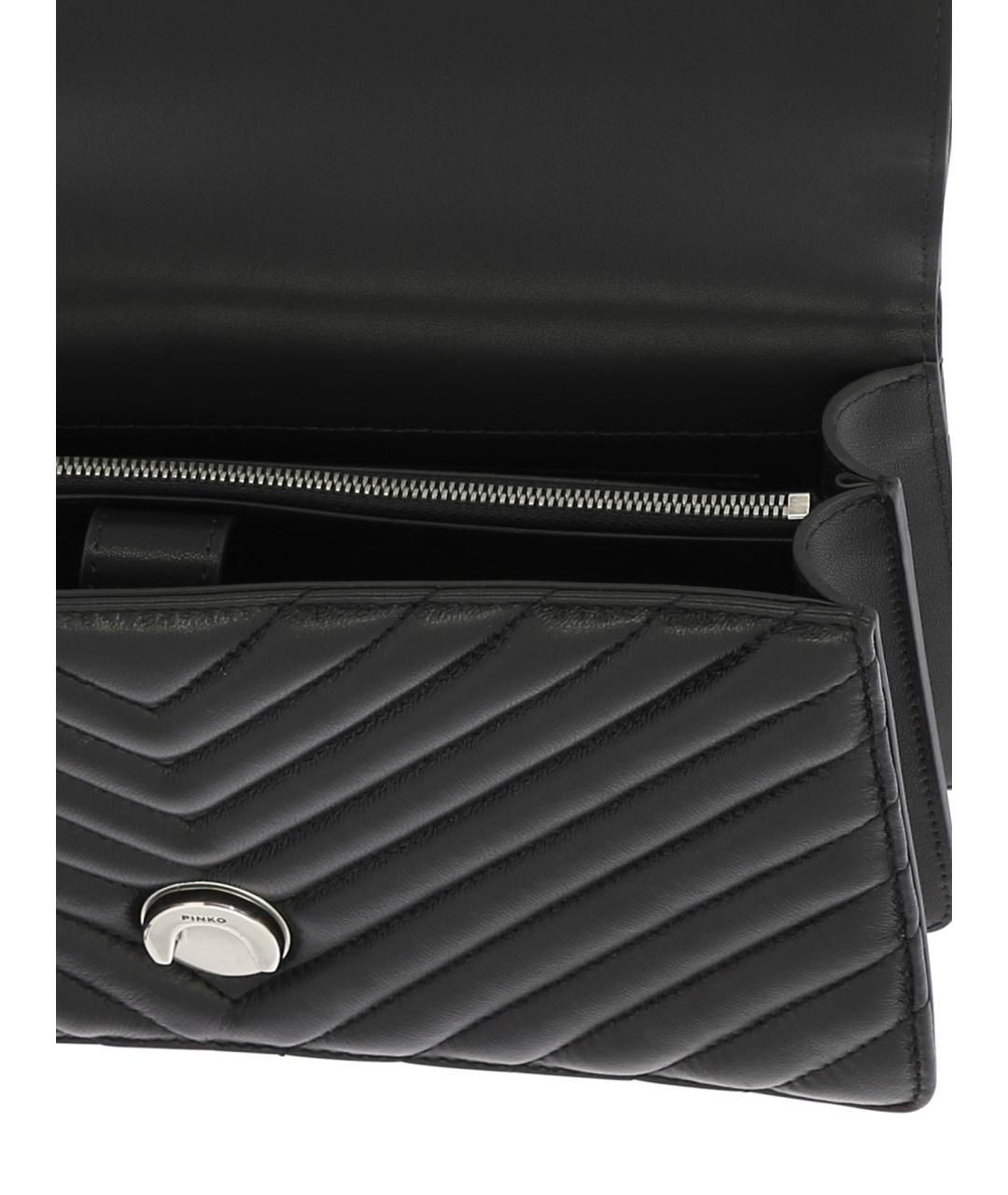 PINKO Черная кожаная сумка через плечо, фото 5