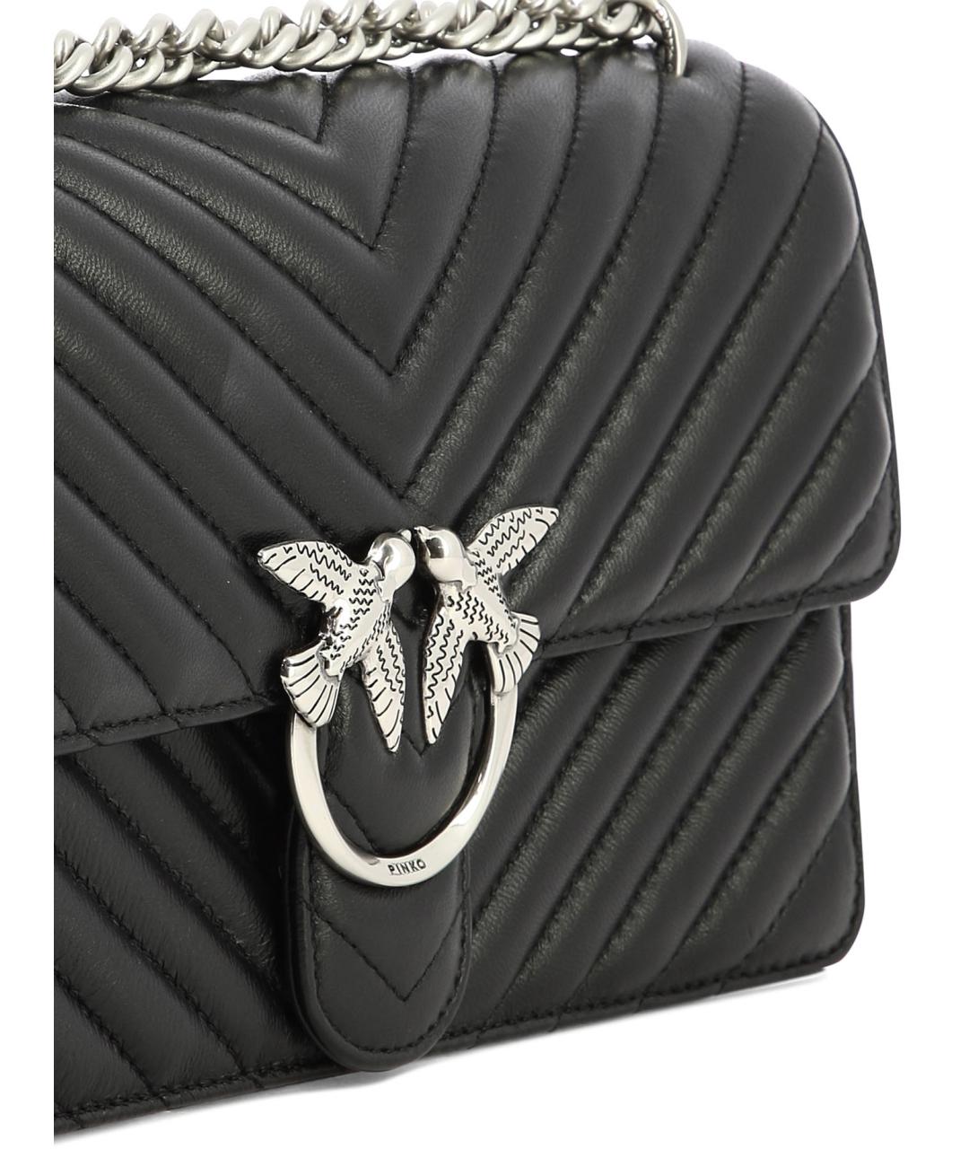 PINKO Черная кожаная сумка через плечо, фото 4