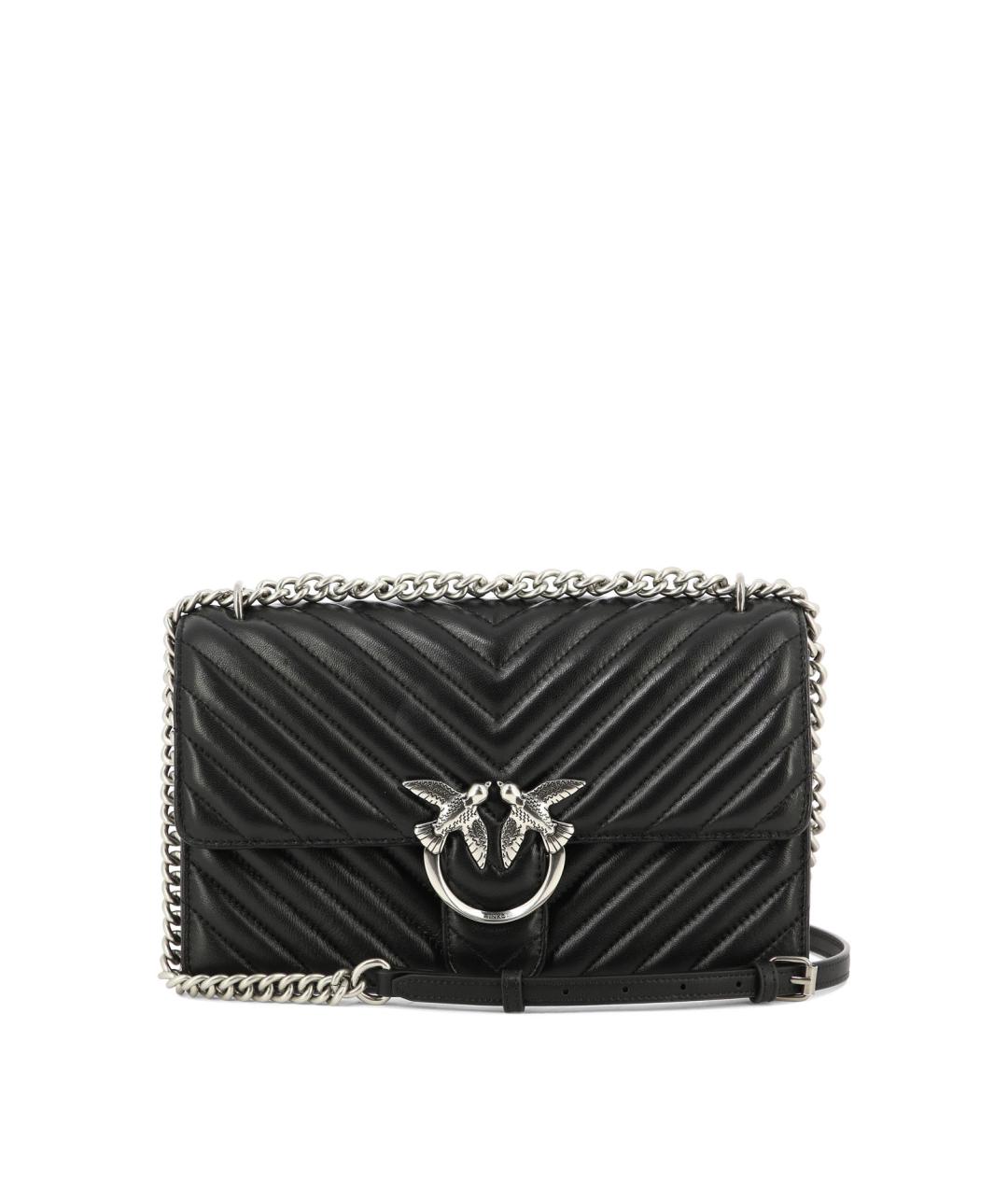 PINKO Черная кожаная сумка через плечо, фото 1