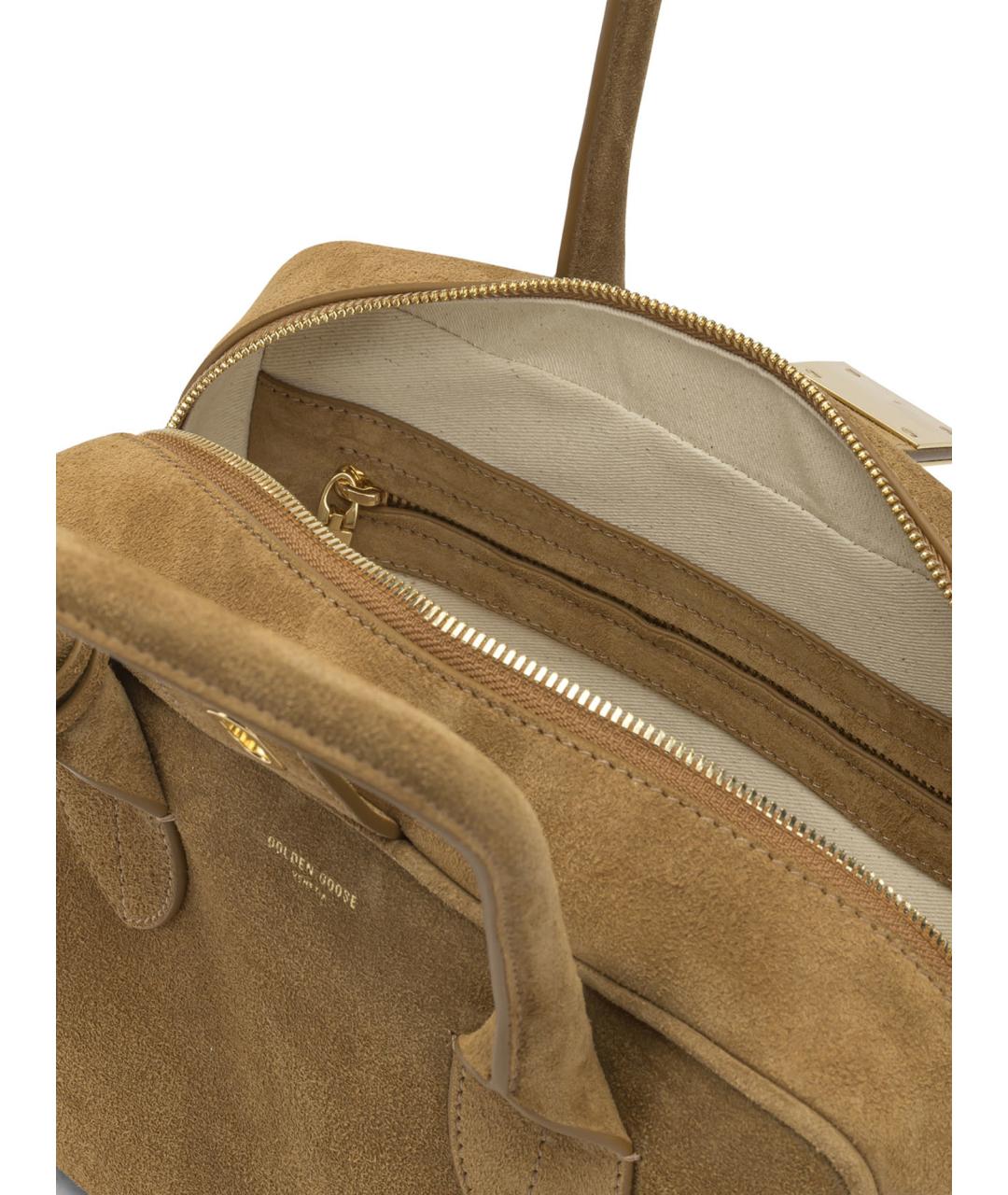 GOLDEN GOOSE DELUXE BRAND Коричневая замшевая сумка с короткими ручками, фото 5