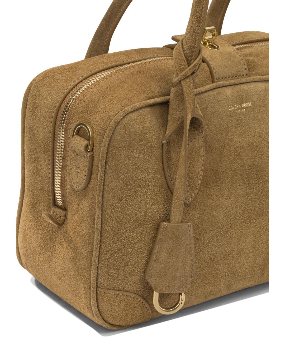 GOLDEN GOOSE DELUXE BRAND Коричневая замшевая сумка с короткими ручками, фото 4