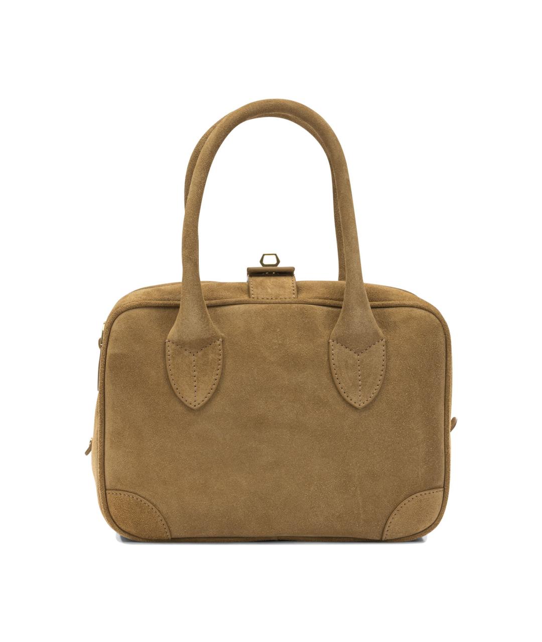 GOLDEN GOOSE DELUXE BRAND Коричневая замшевая сумка с короткими ручками, фото 3