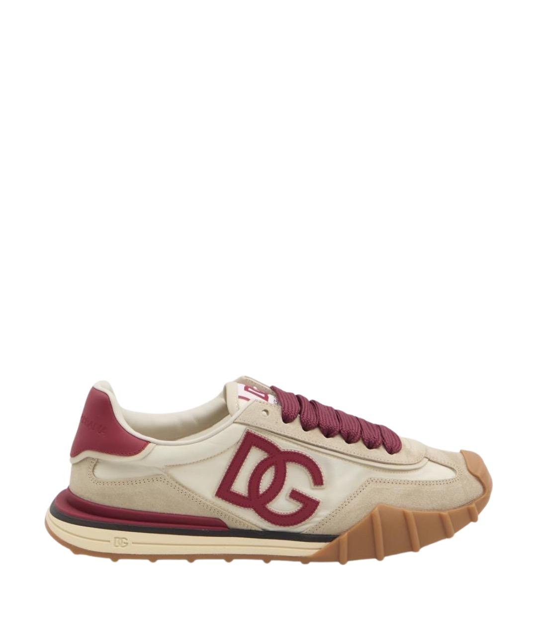 DOLCE&GABBANA Бежевые синтетические низкие кроссовки / кеды, фото 1