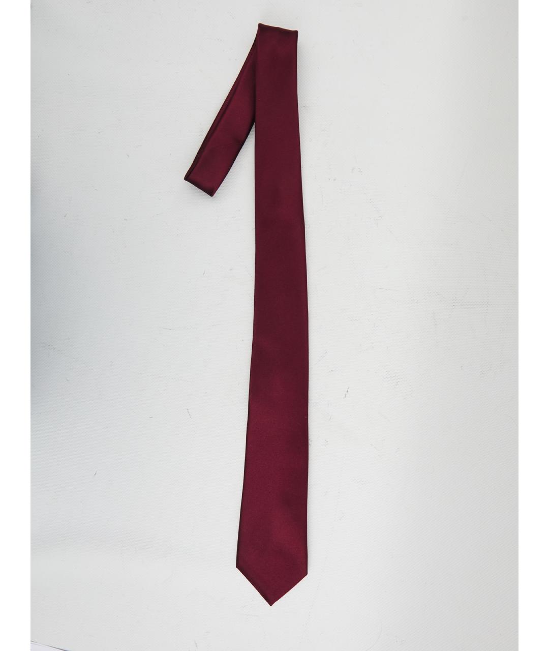 SAINT LAURENT Бордовый шелковый галстук, фото 3