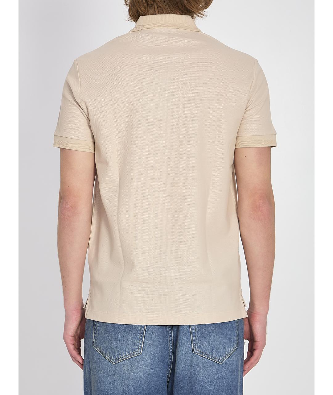 BURBERRY Бежевое хлопковое поло с коротким рукавом, фото 4