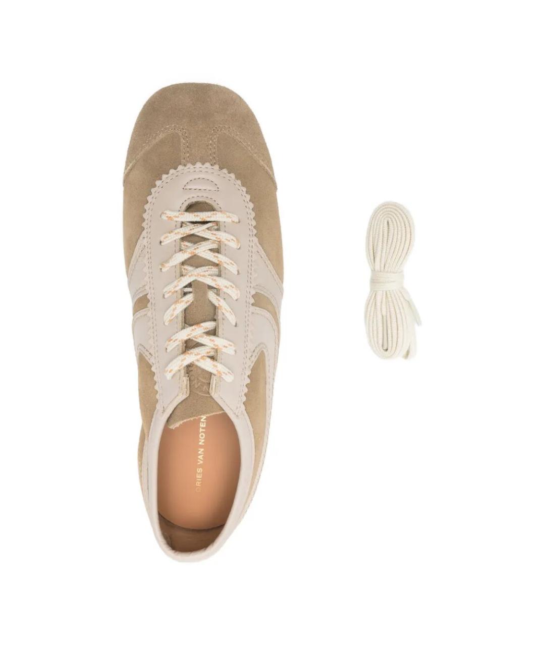 DRIES VAN NOTEN Бежевые замшевые кроссовки, фото 2