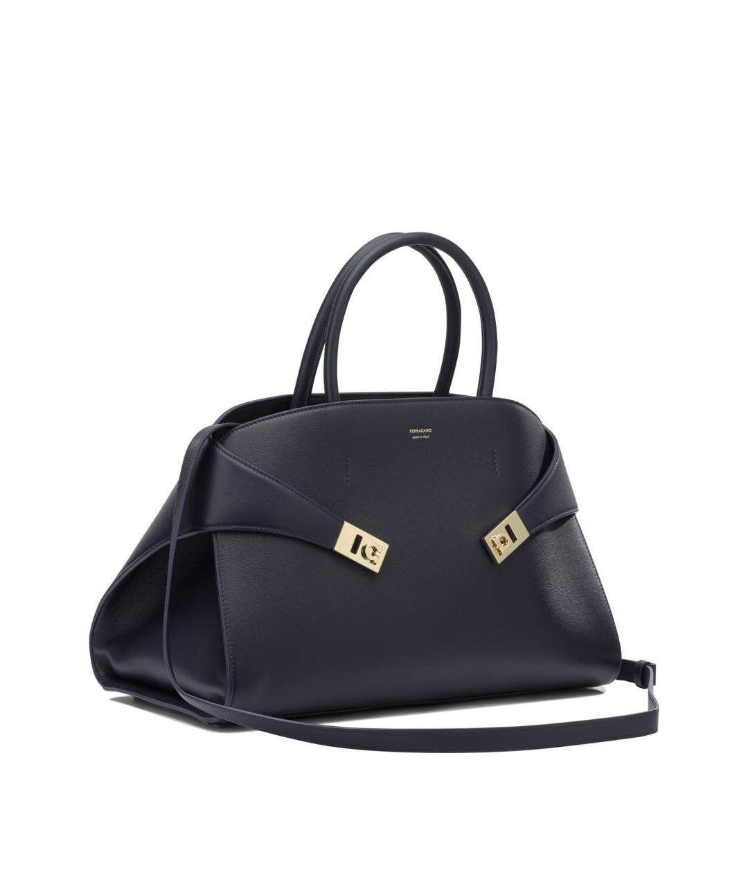 FERRAGAMO Синяя кожаная сумка с короткими ручками, фото 2