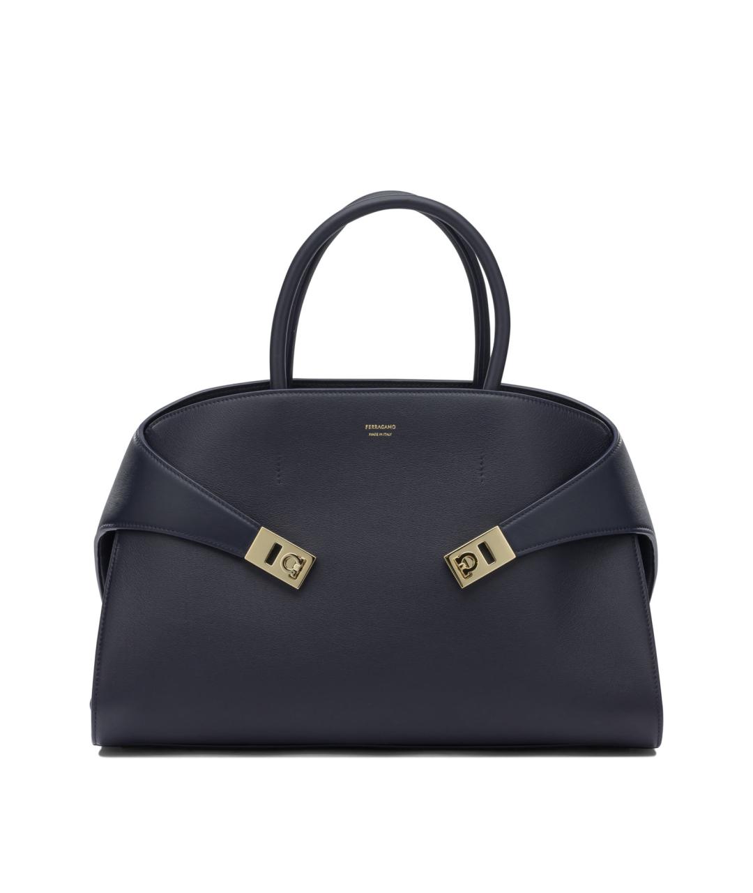 FERRAGAMO Синяя кожаная сумка с короткими ручками, фото 1