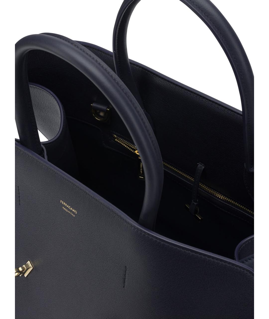 FERRAGAMO Синяя кожаная сумка с короткими ручками, фото 5