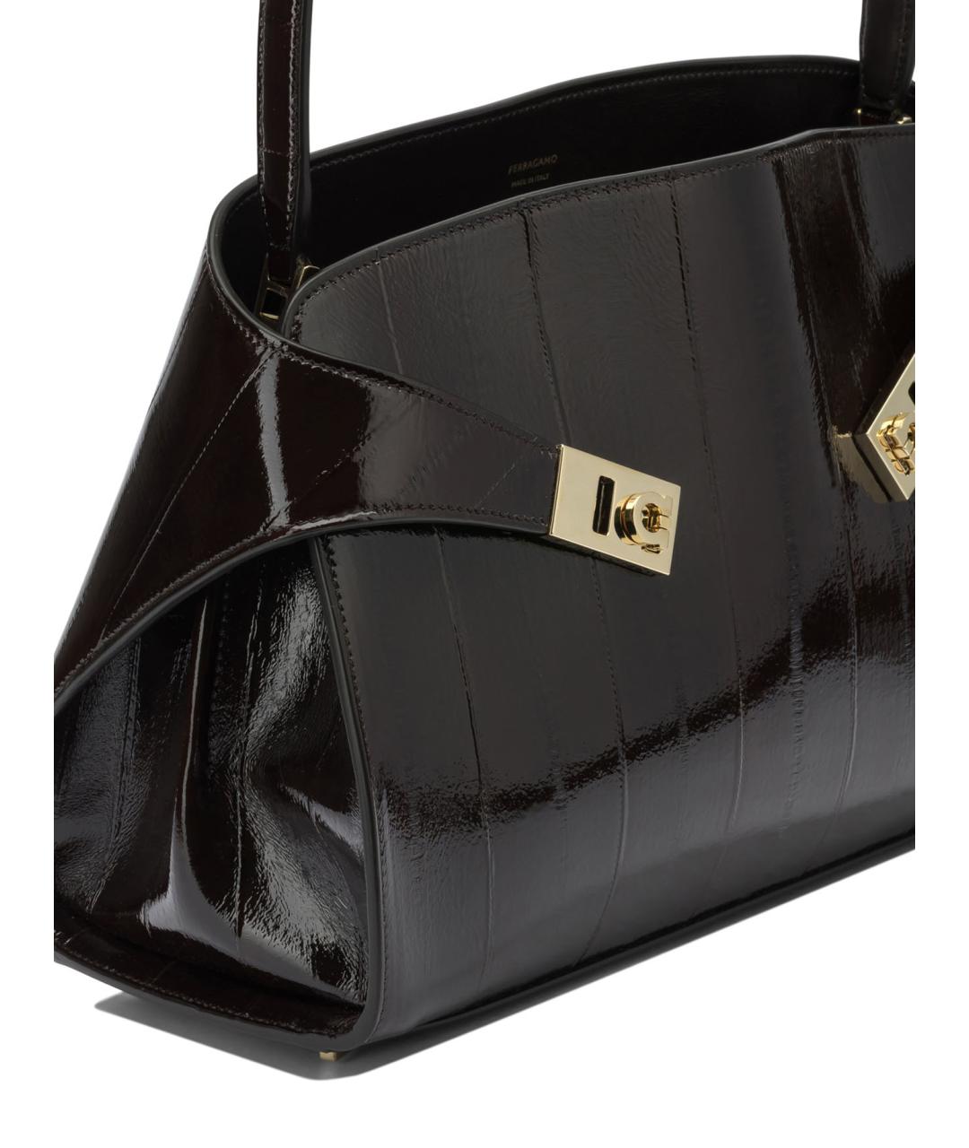 FERRAGAMO Коричневая кожаная сумка через плечо, фото 4