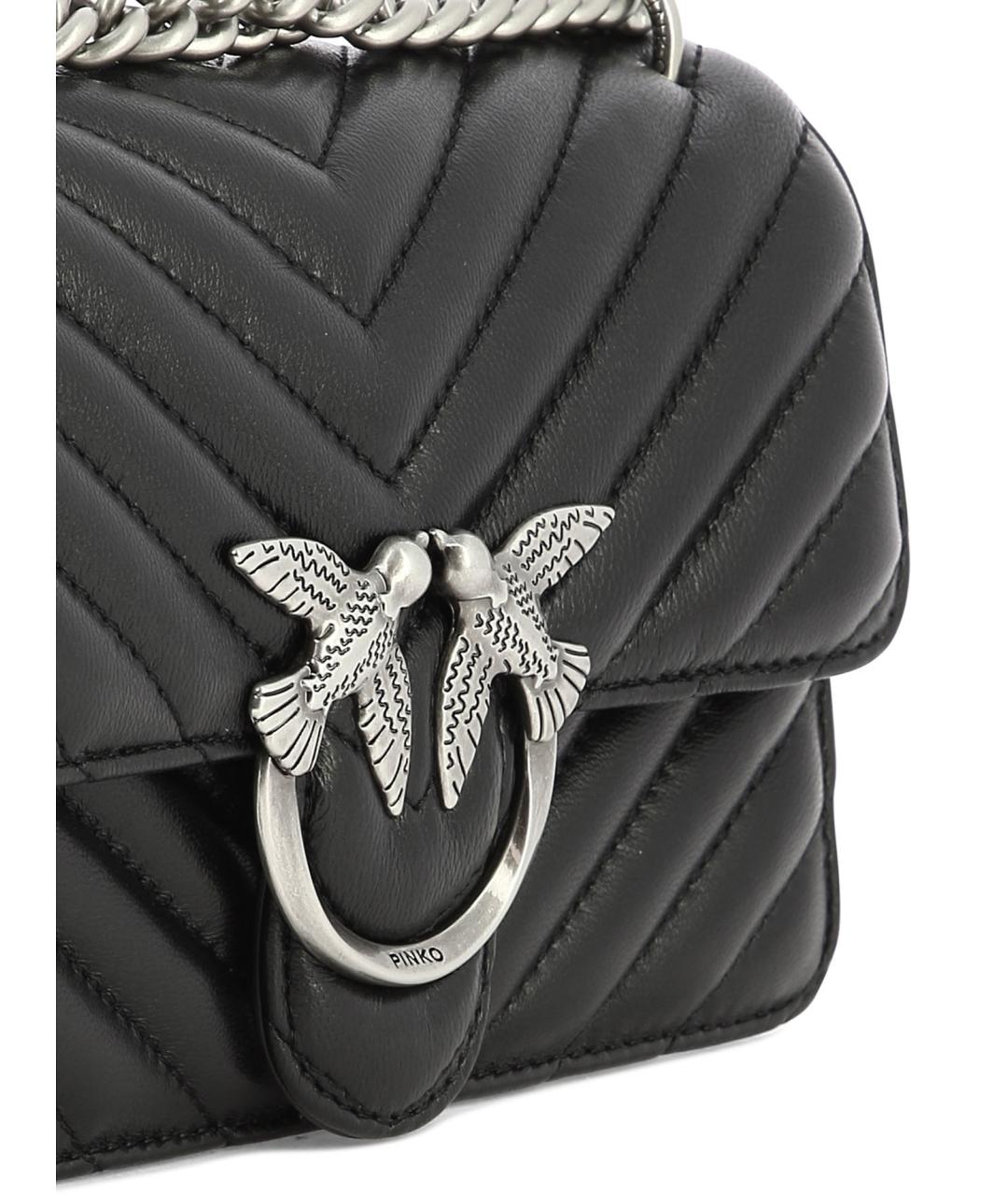 PINKO Черная кожаная сумка через плечо, фото 4
