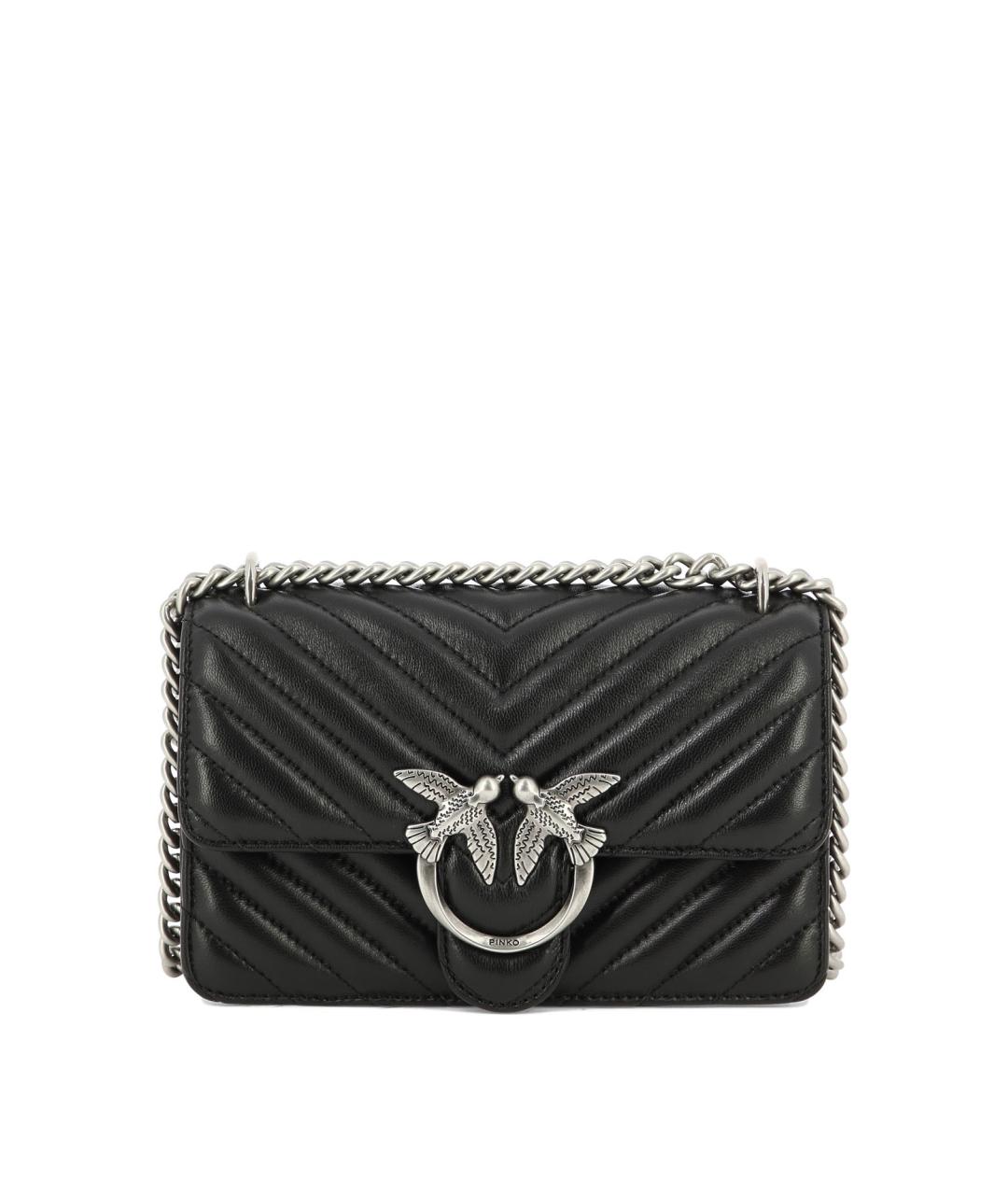 PINKO Черная кожаная сумка через плечо, фото 1