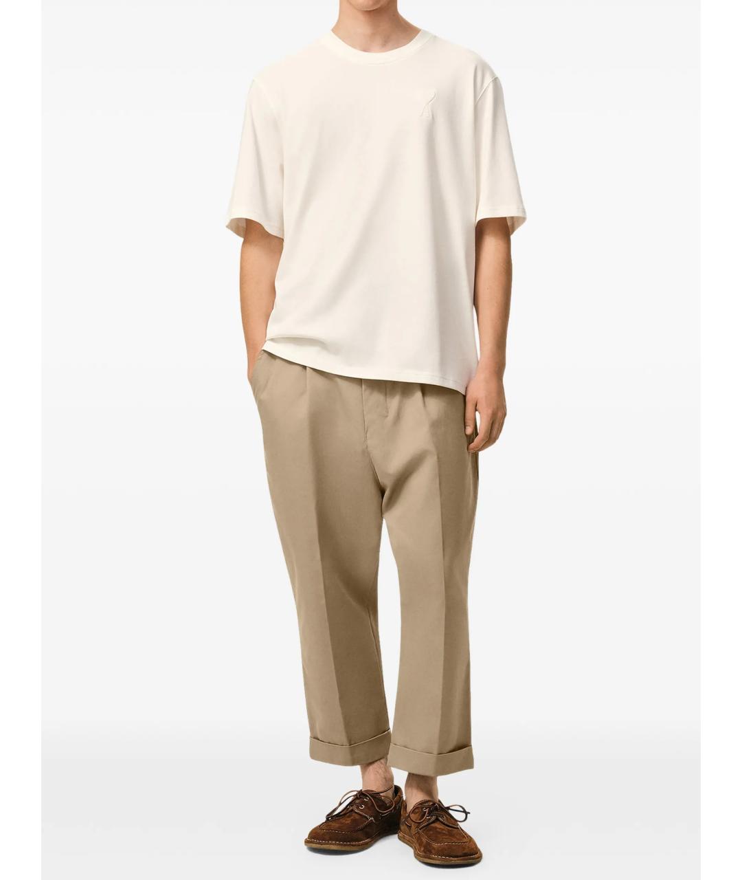 Ami Paris Бежевые хлопковые повседневные брюки, фото 5