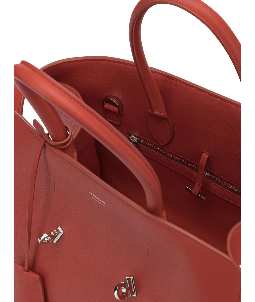 FERRAGAMO Красная кожаная сумка с короткими ручками, фото 5