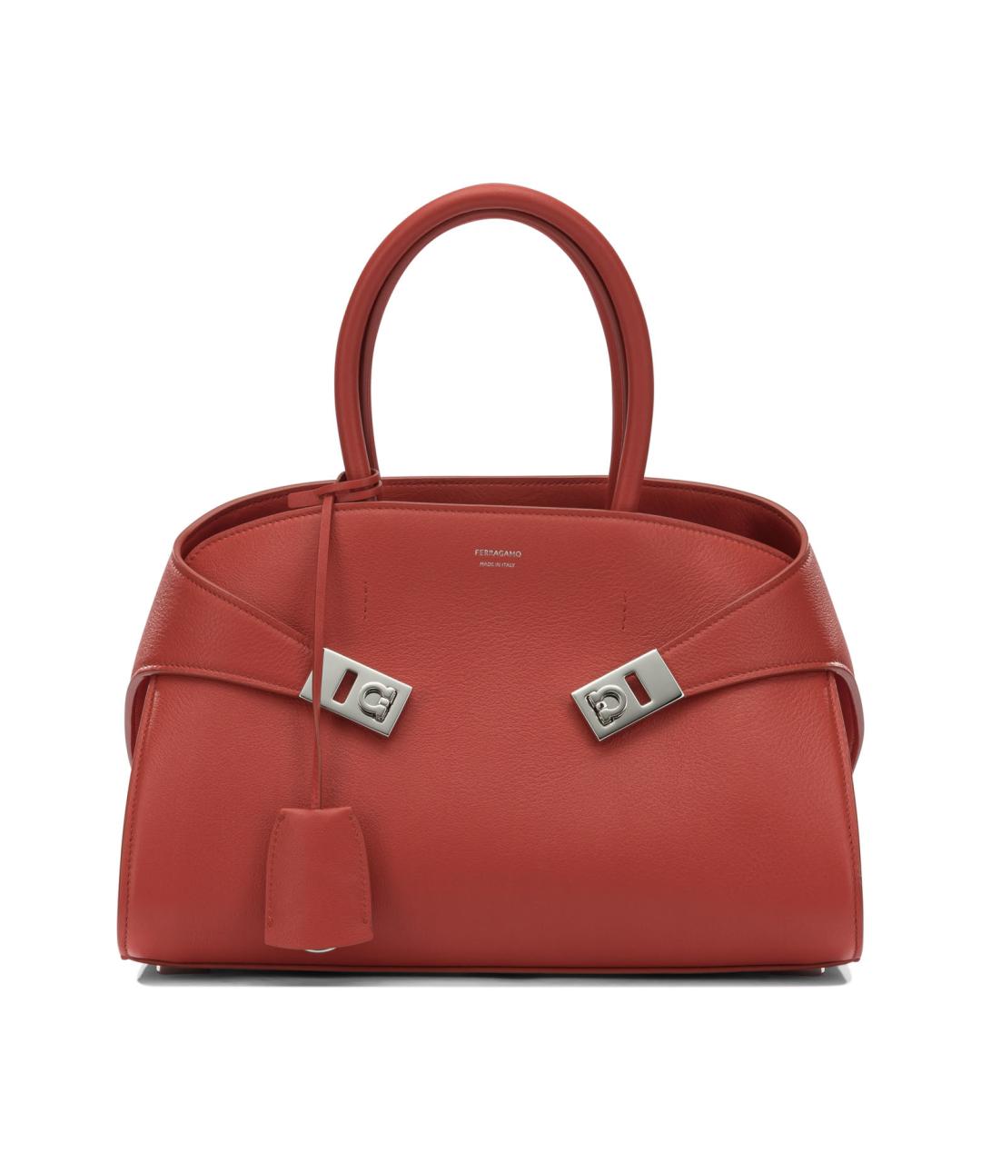 FERRAGAMO Красная кожаная сумка с короткими ручками, фото 1