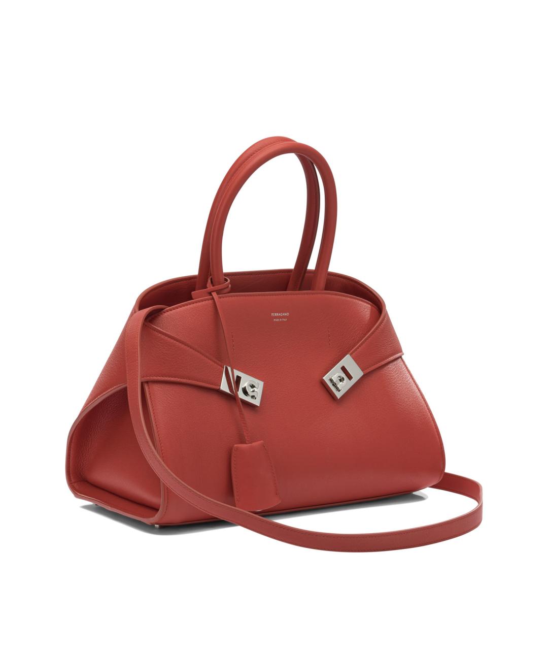FERRAGAMO Красная кожаная сумка с короткими ручками, фото 2