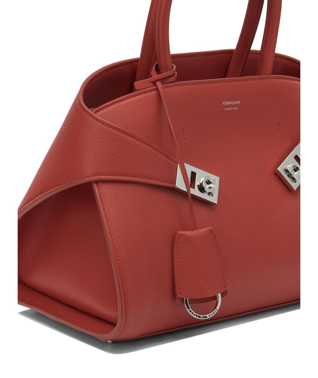 FERRAGAMO Красная кожаная сумка с короткими ручками, фото 4