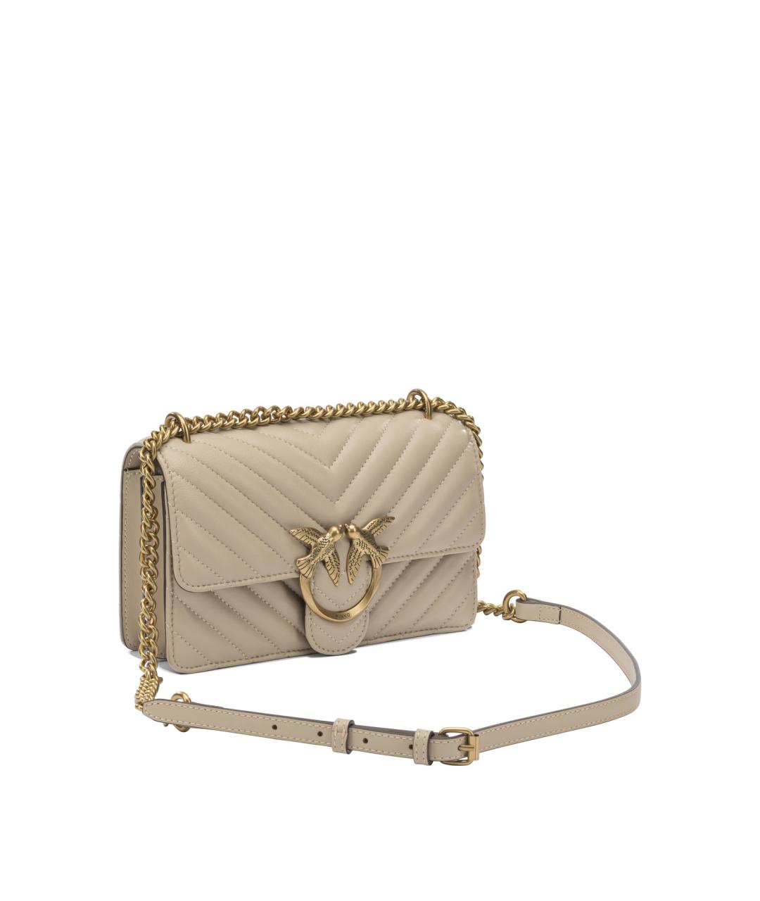 PINKO Бежевая кожаная сумка через плечо, фото 2