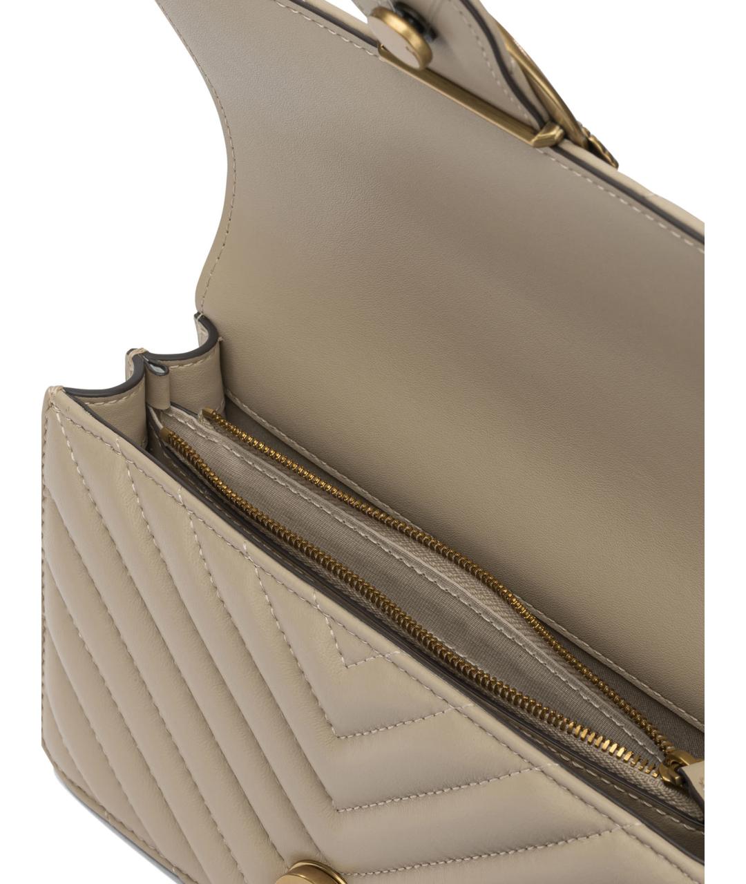 PINKO Бежевая кожаная сумка через плечо, фото 5