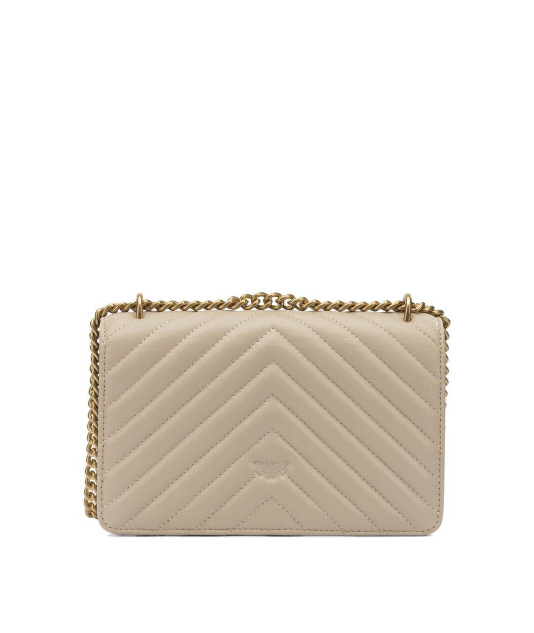 PINKO Бежевая кожаная сумка через плечо, фото 3